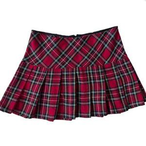 Tripp NYC Daang Goodman Punk Red Plaid Pleated Mini Skirt M Gothic Grunge